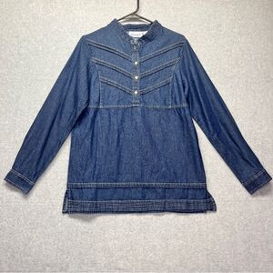 Serengeti Women’s Denim Shirt Blouse LS Top 1/4 Button Up Cotton size S